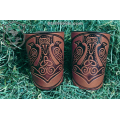 Leather Bracers Thor's Hammer Mjolnir: a pair